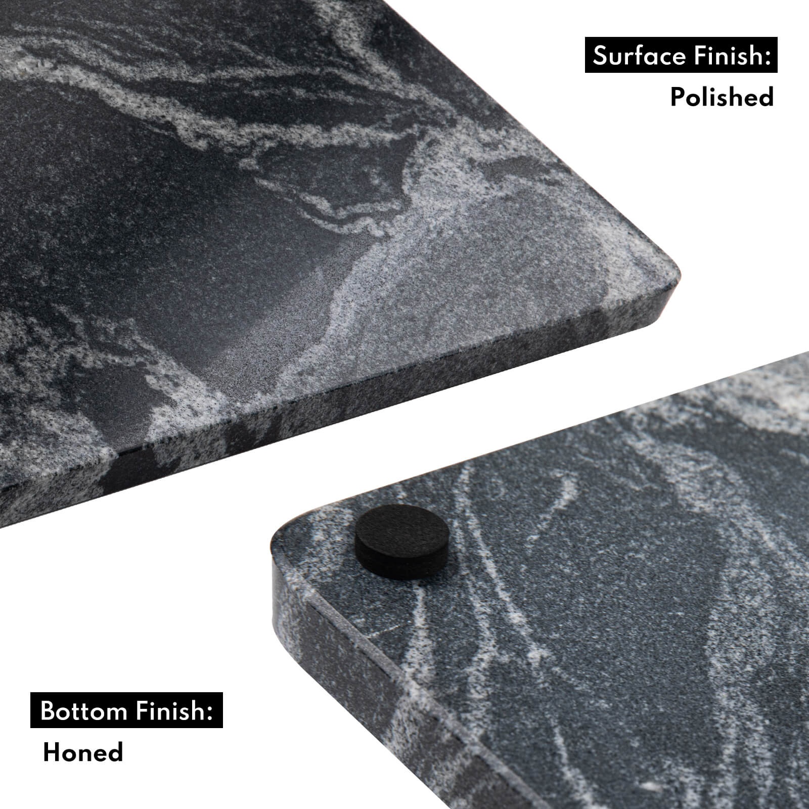 Lovdeco Marble Cutting Board, Pastry Board For Kitchen, Large Black With White Vine Marble Slab Gift With Non-Slip Feets, 16x20 Inch, 1 Piece