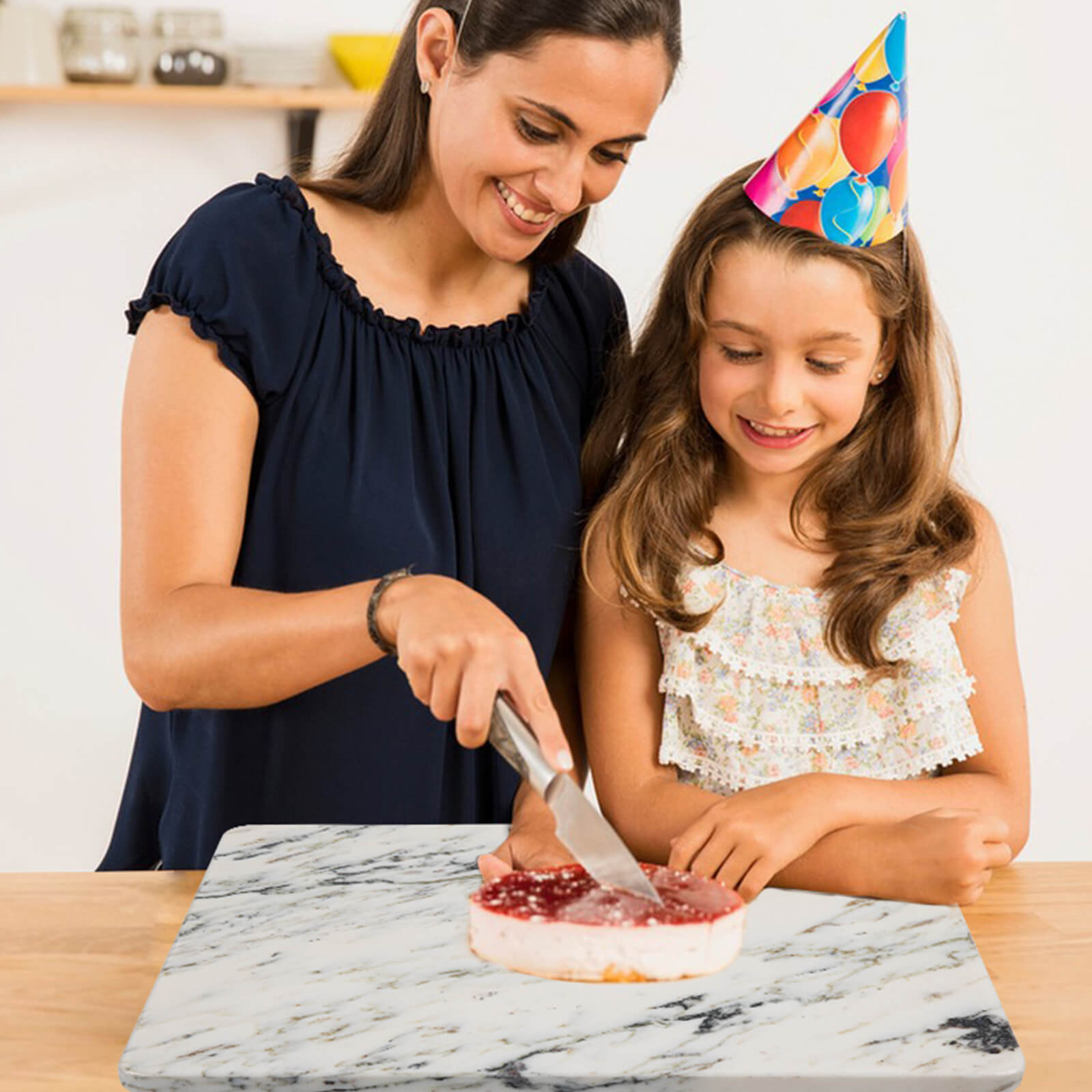 Lovdeco Marble Cutting Board, Pastry Board For Kitchen, Large Ink White Marble Slab Gift With Non-Slip Feets, 16x20 Inch, 1 Piece