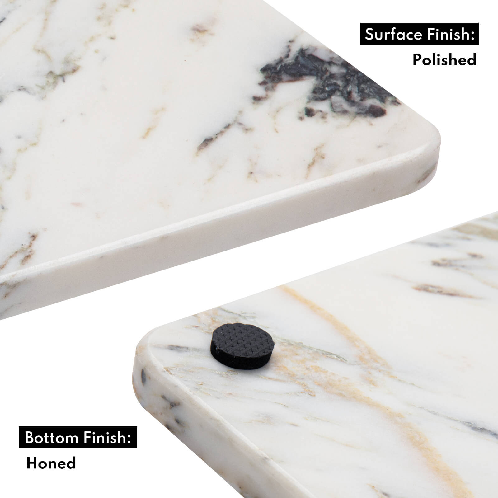 Lovdeco Marble Cutting Board, Pastry Board For Kitchen, Large Ink White Marble Slab Gift With Non-Slip Feets, 16x20 Inch, 1 Piece