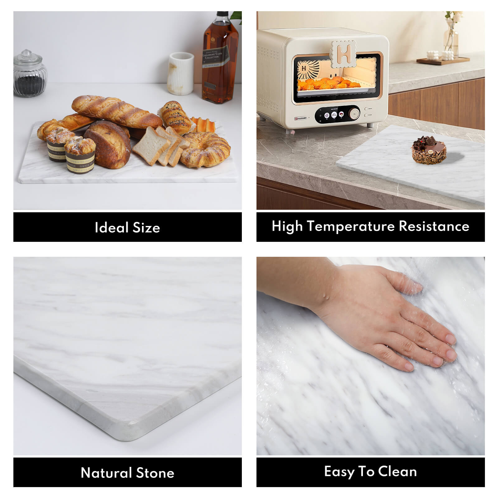 Lovdeco Marble Cutting Board 12"x20", 100% Natural Marble, Heavy Duty, Volakas White, Polished Surface for Pastry, Cheese, Serving & Kitchen Countertop – White with Brown Veining