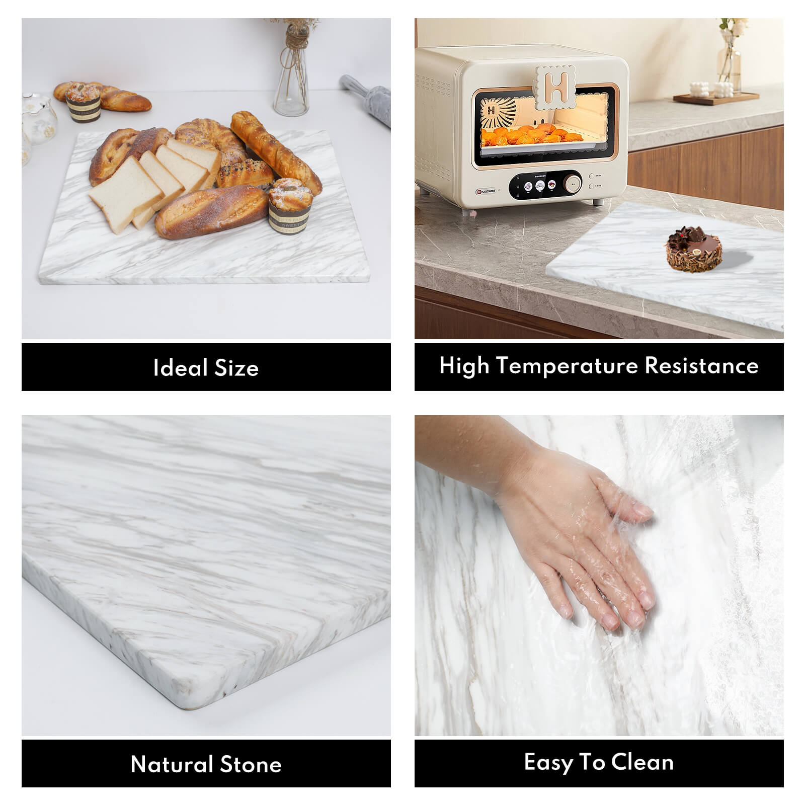 Lovdeco Large Marble Cutting Board 16"x20", 100% Natural Marble, Heavy Duty, Volakas White, Polished Surface for Pastry, Cheese, Serving & Kitchen Countertop – White with Brown Veining