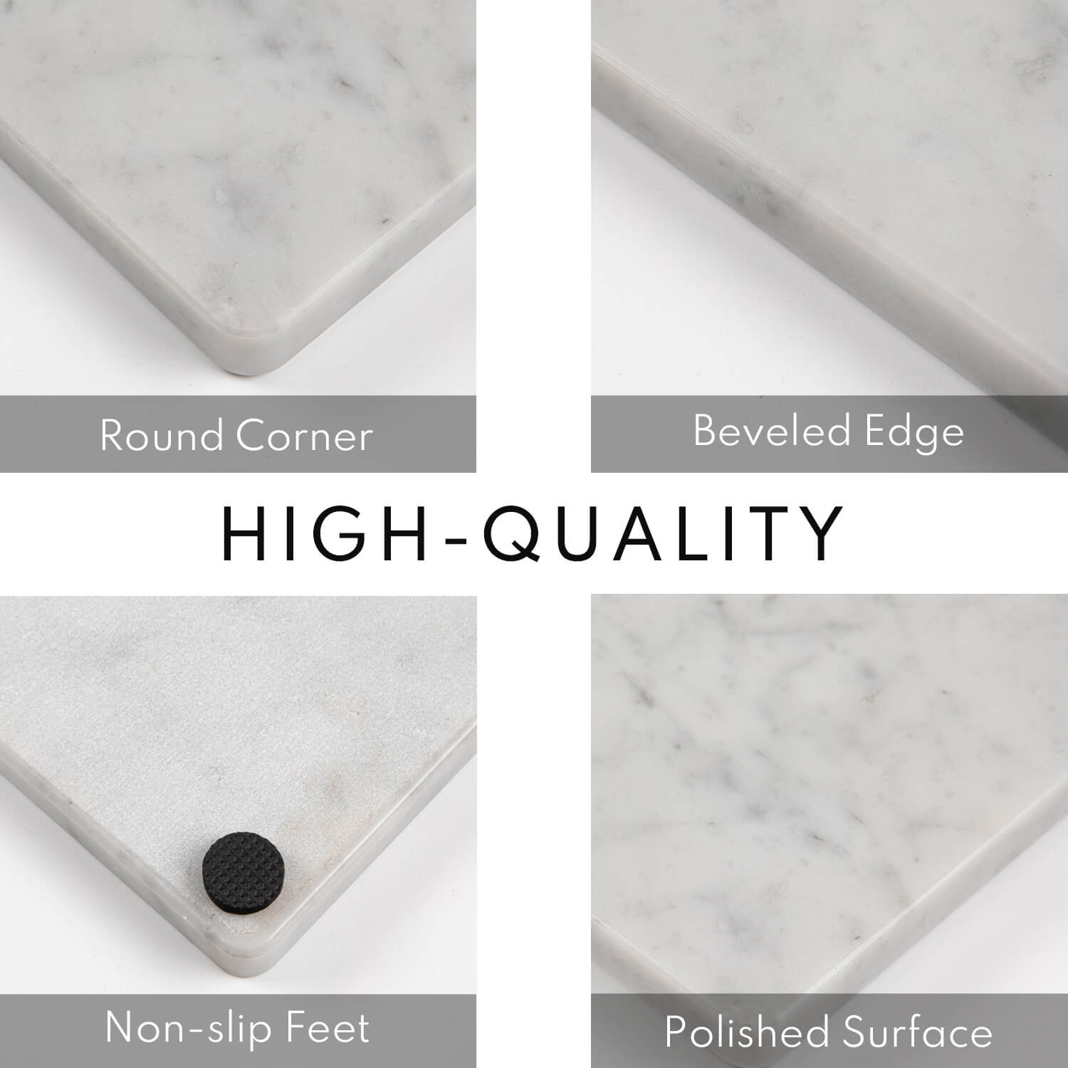 Marble Cutting Board, Pastry Board For Kitchen, Carrara White Marble Slab Gift With Non-Slip Feets, 16x20 Inch, 1 Piece