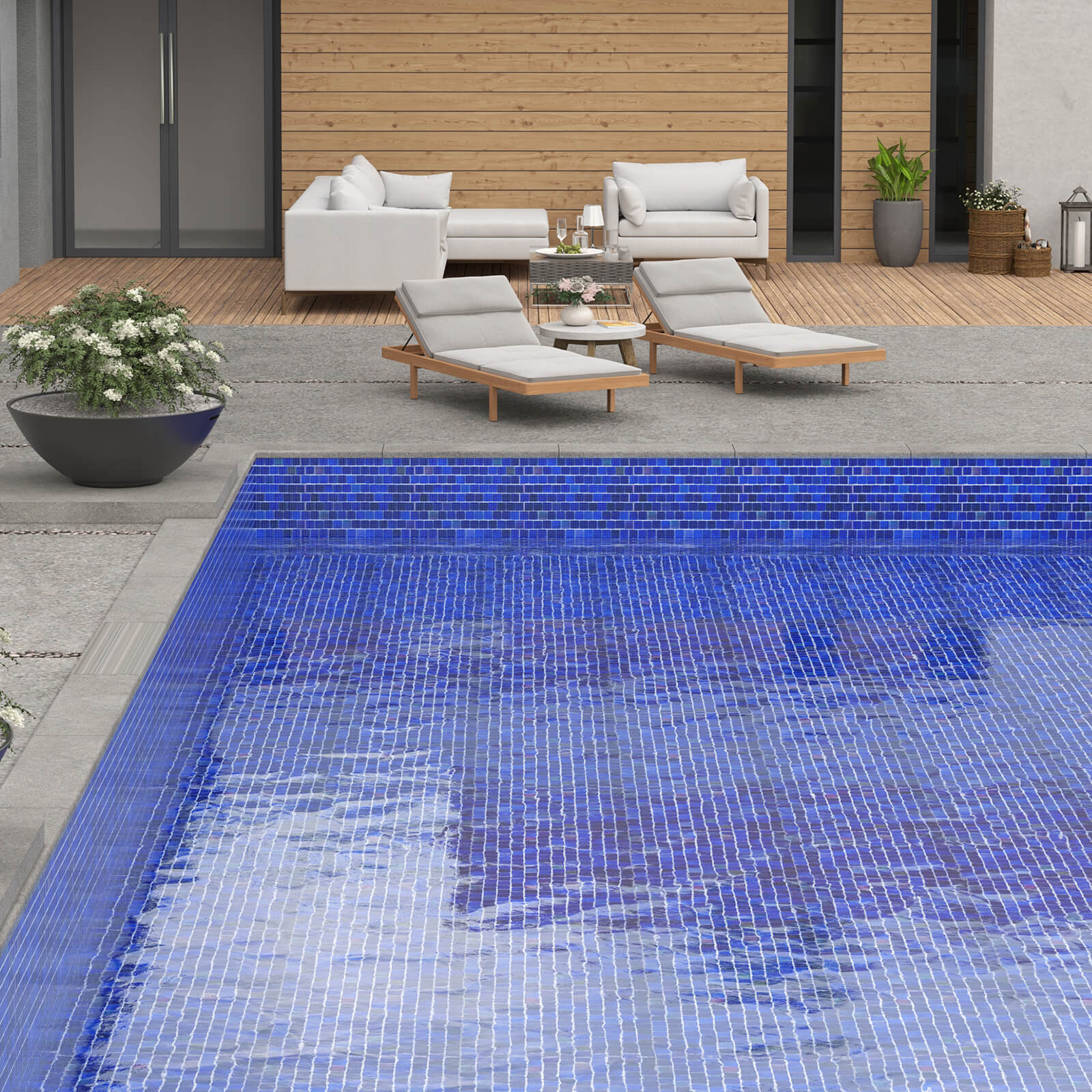 Glass Mosaic Tiles, Swimming Pool Tiles, Backsplash for Kitchen Bathroom Shower, Square, Blue, 12 x 12 Inches