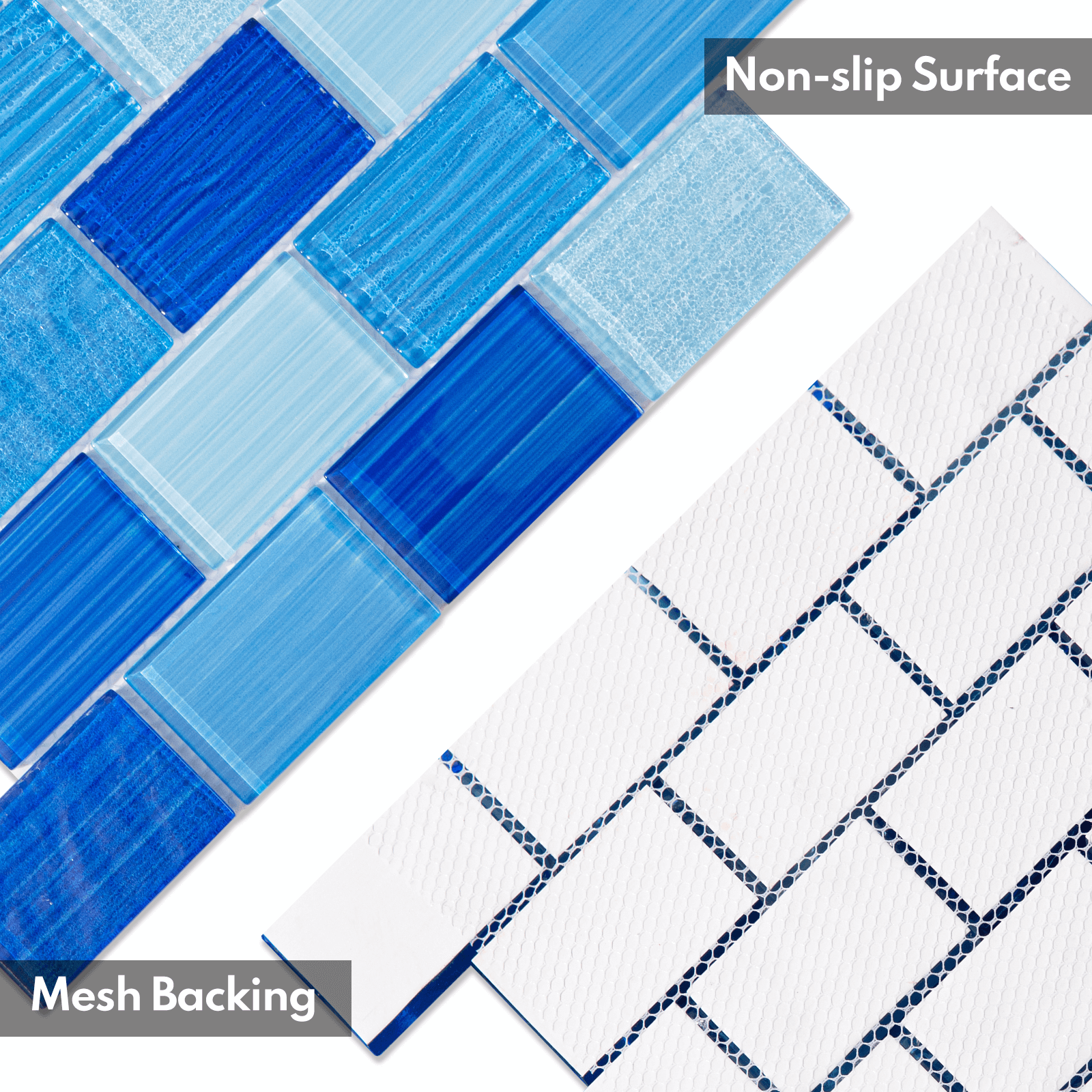 Glass Mosaic Tiles, Swimming Pool Tiles, Backsplash for Kitchen Bathroom Shower, Subway, Mixed Blue, 12 x12 Inches