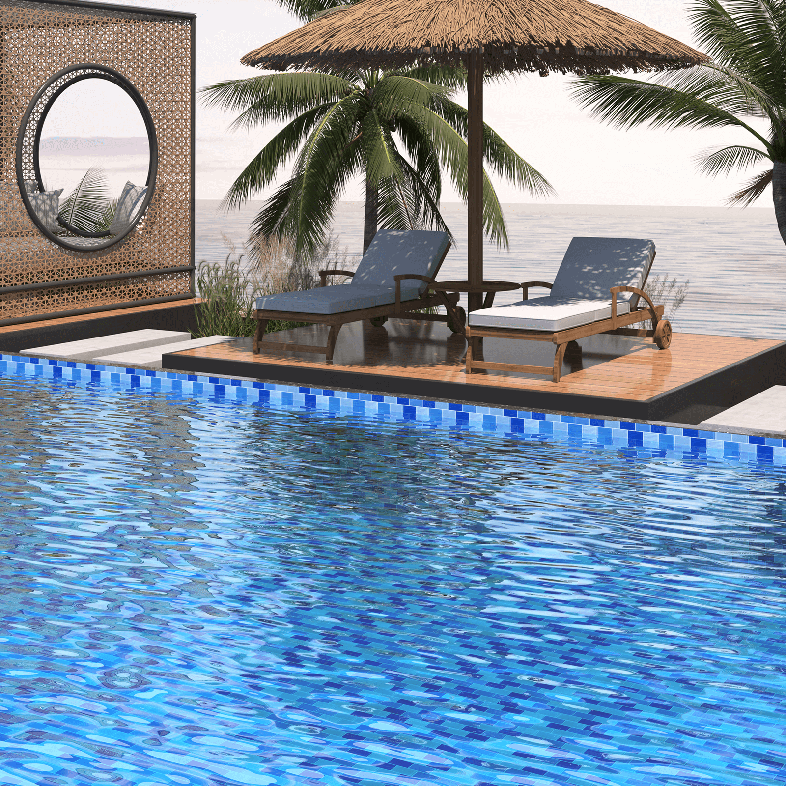 Glass Mosaic Tiles, Swimming Pool Tiles, Backsplash for Kitchen Bathroom Shower, Subway, Mixed Blue, 12 x12 Inches