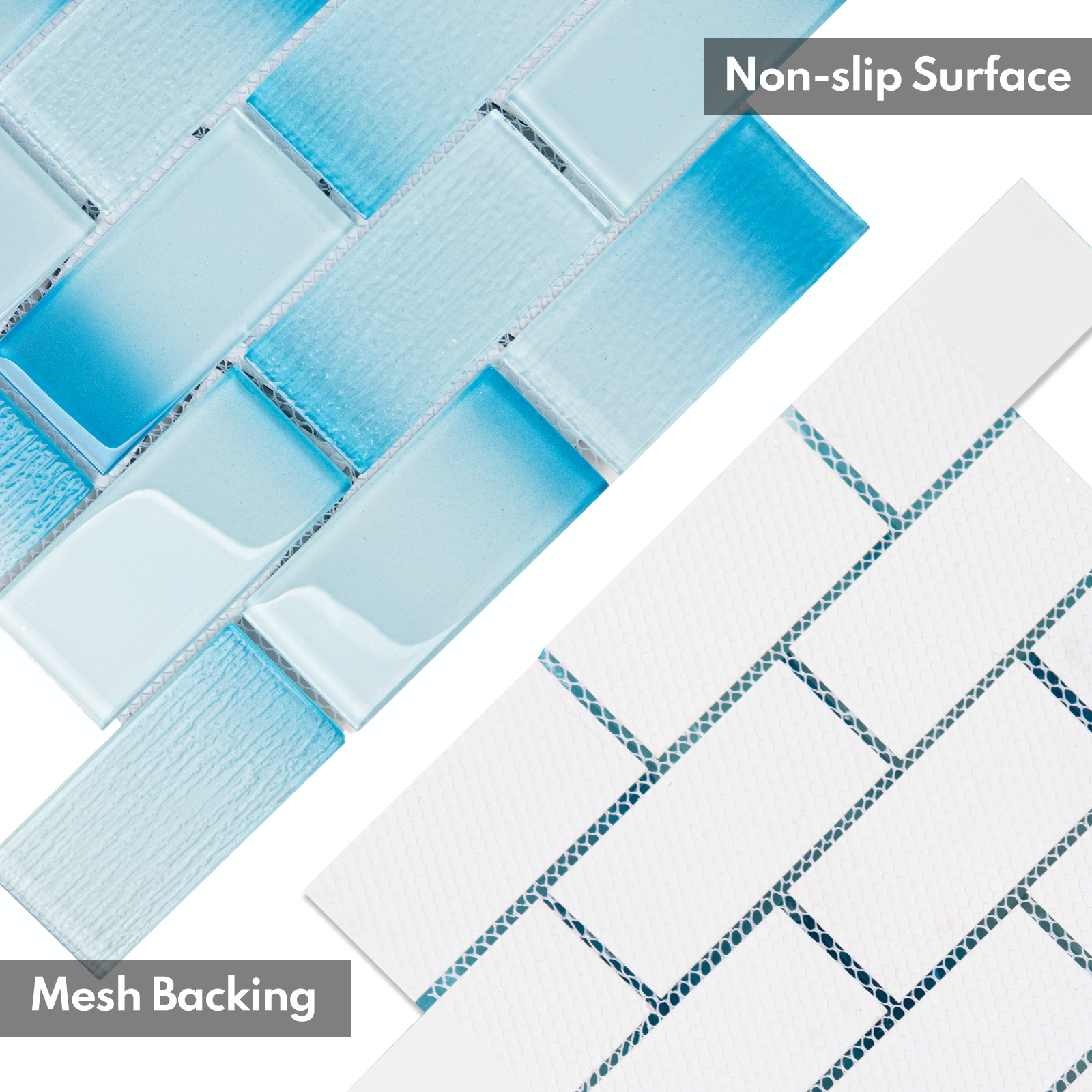 Glass Mosaic Tiles, Swimming Pool Tiles, Backsplash for Kitchen Bathroom Shower, Subway, Gradient Blue, 12 x12 Inches