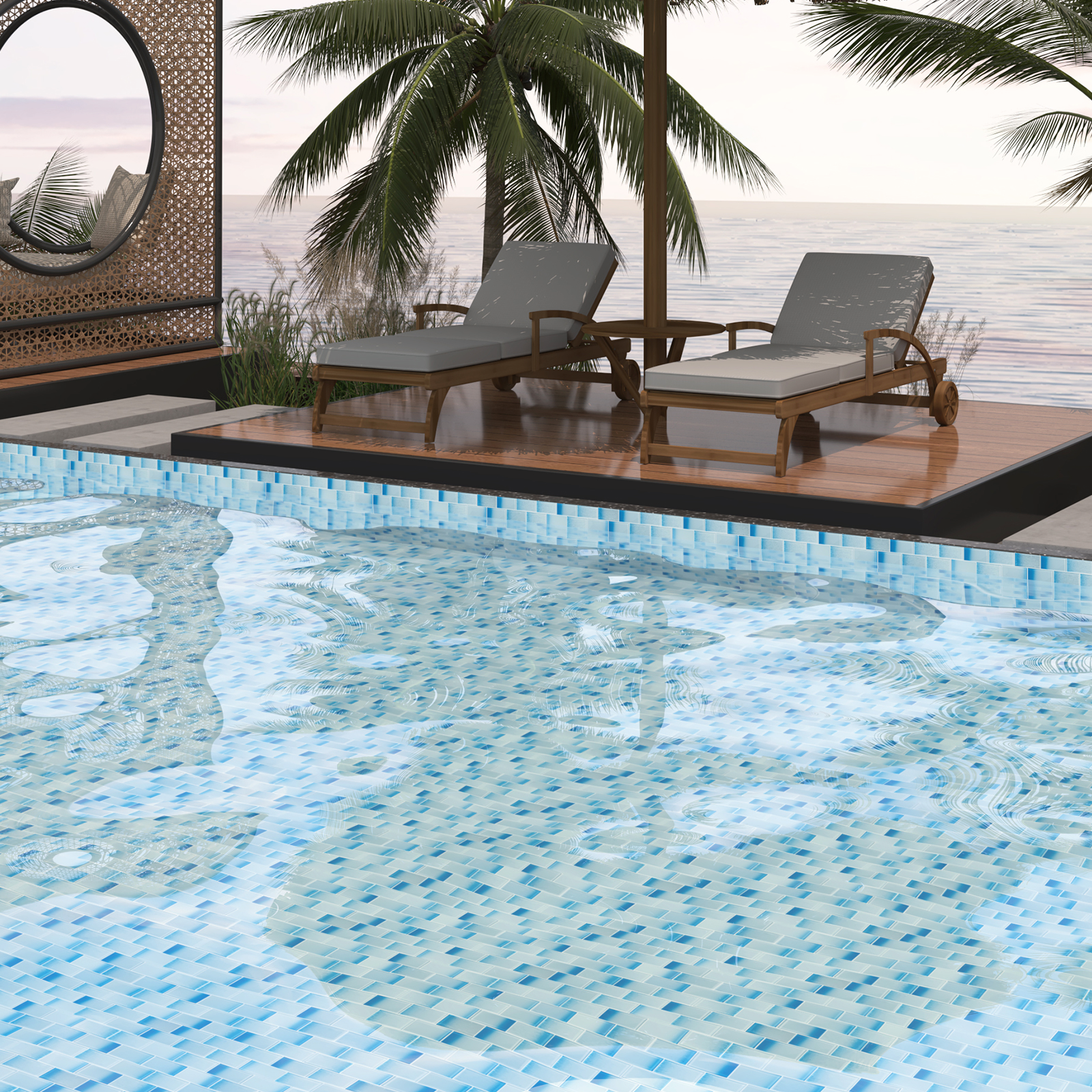 Glass Mosaic Tiles, Swimming Pool Tiles, Backsplash for Kitchen Bathroom Shower, Subway, Gradient Blue, 12 x12 Inches