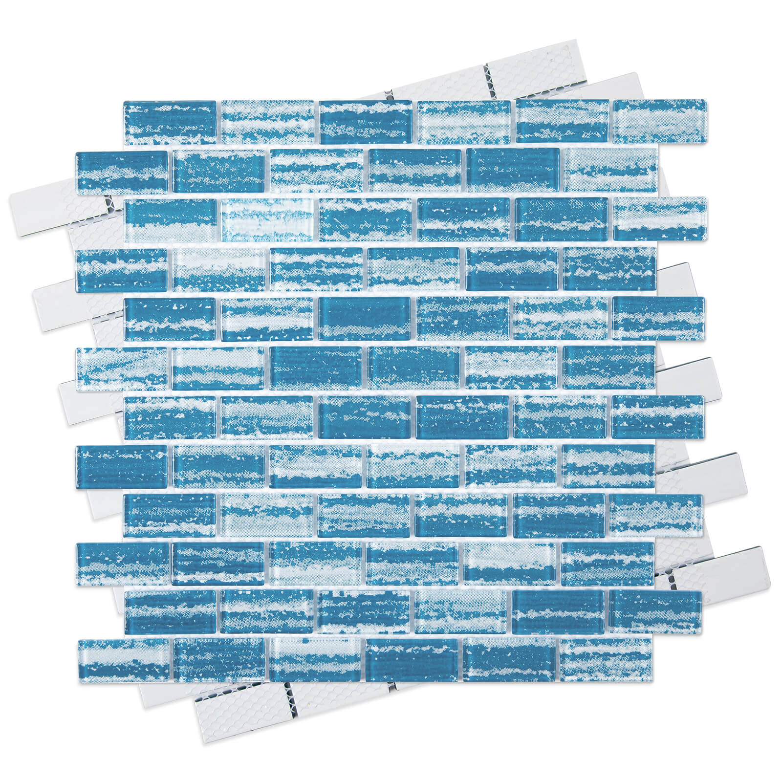 Glass Mosaic Tiles, Swimming Pool Tiles, Backsplash for Kitchen Bathroom Shower, Subway, Flat Blue, 12 x 12 Inches