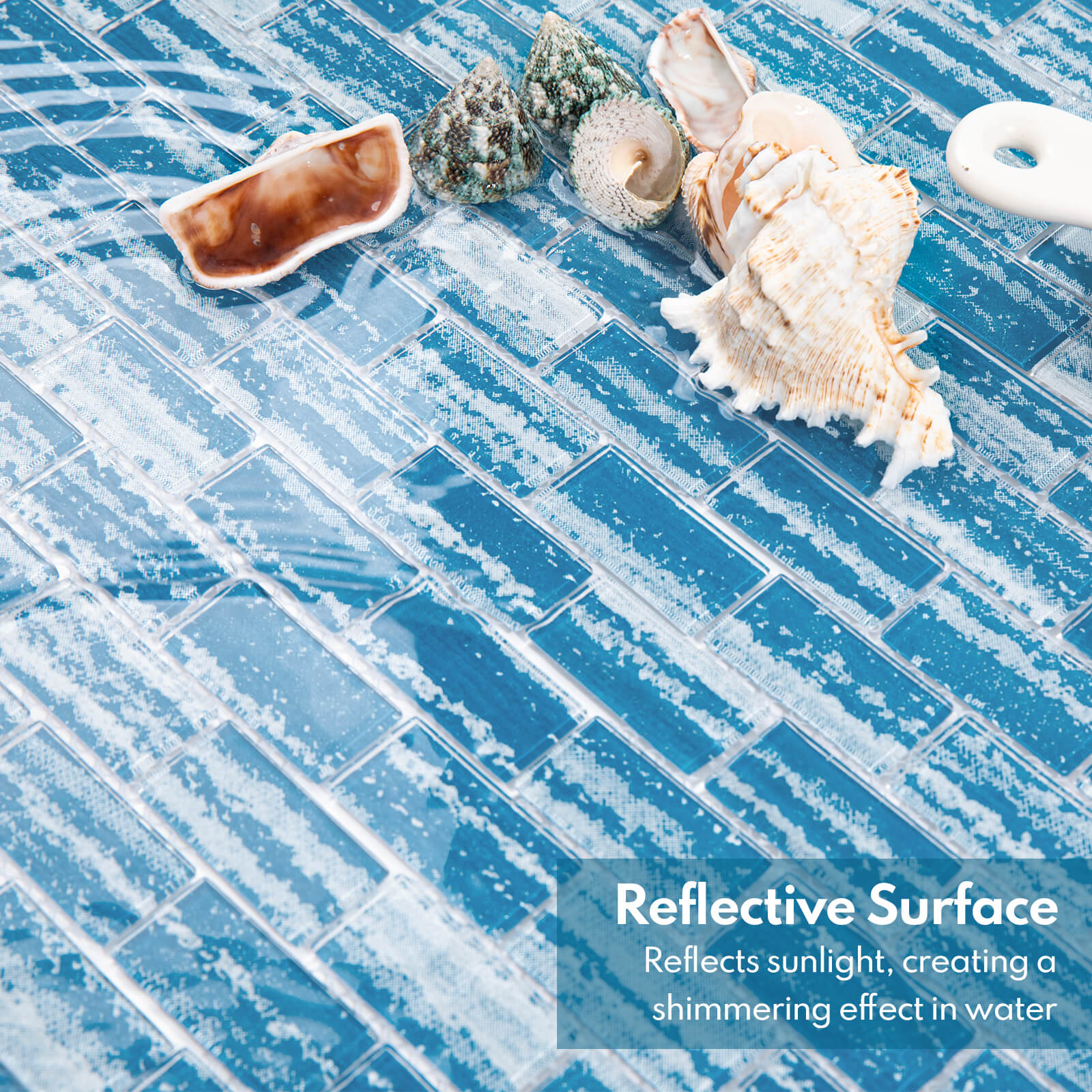 Glass Mosaic Tiles, Swimming Pool Tiles, Backsplash for Kitchen Bathroom Shower, Subway, Flat Blue, 12 x 12 Inches