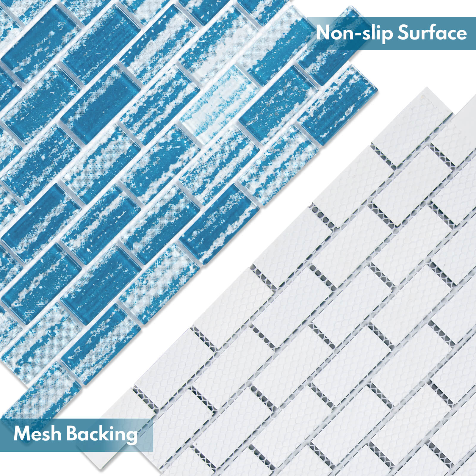 Glass Mosaic Tiles, Swimming Pool Tiles, Backsplash for Kitchen Bathroom Shower, Subway, Flat Blue, 12 x 12 Inches