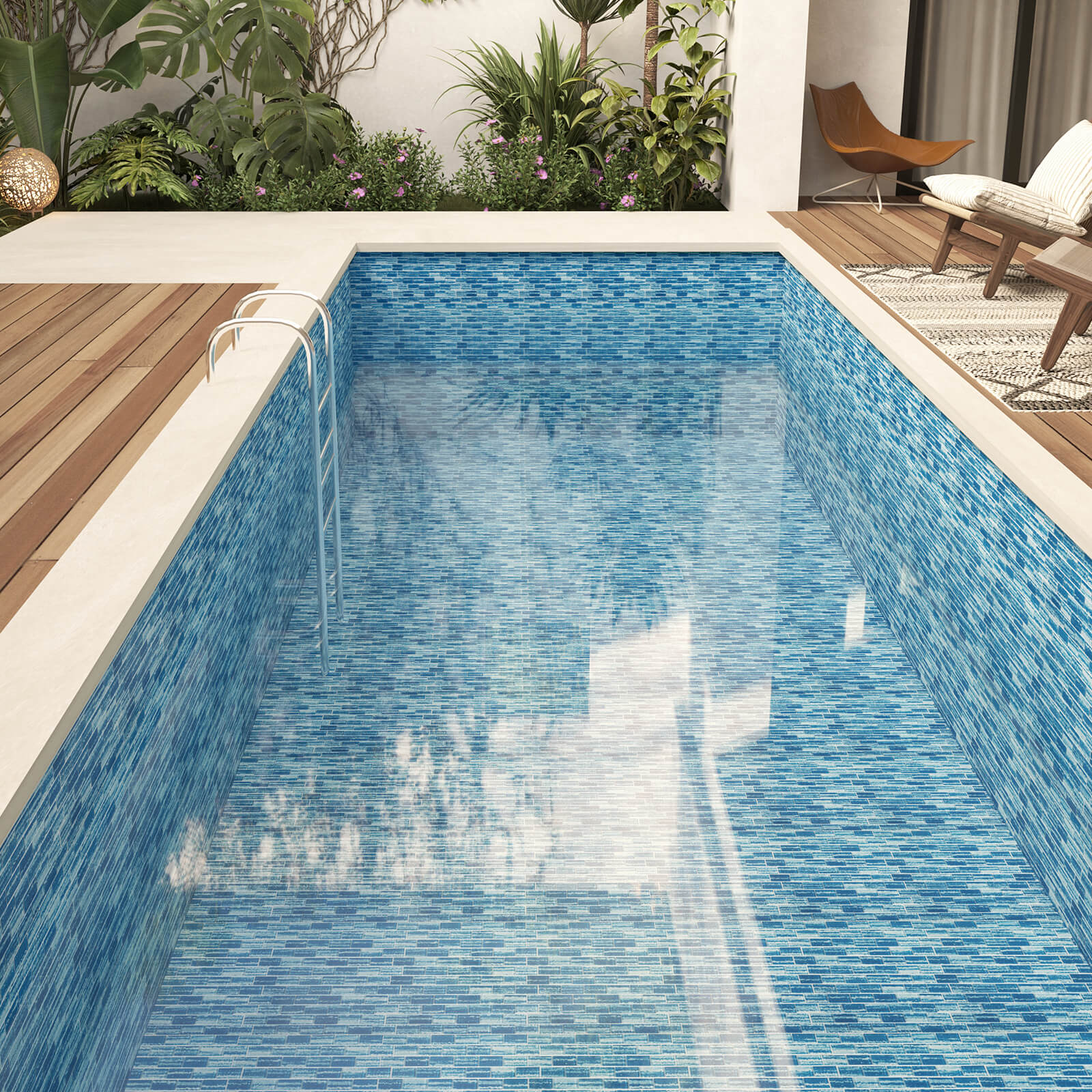 Glass Mosaic Tiles, Swimming Pool Tiles, Backsplash for Kitchen Bathroom Shower, Subway, Flat Blue, 12 x 12 Inches