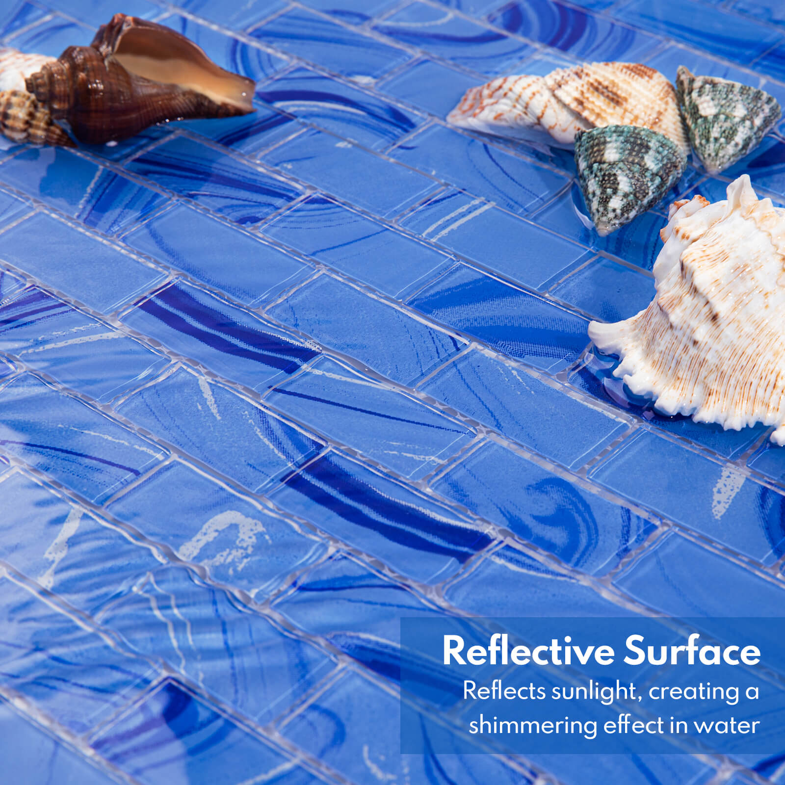 Glass Mosaic Tiles, Swimming Pool Tiles, Backsplash for Kitchen Bathroom Shower, Subway, Windows Blue, 12 x 12 Inches