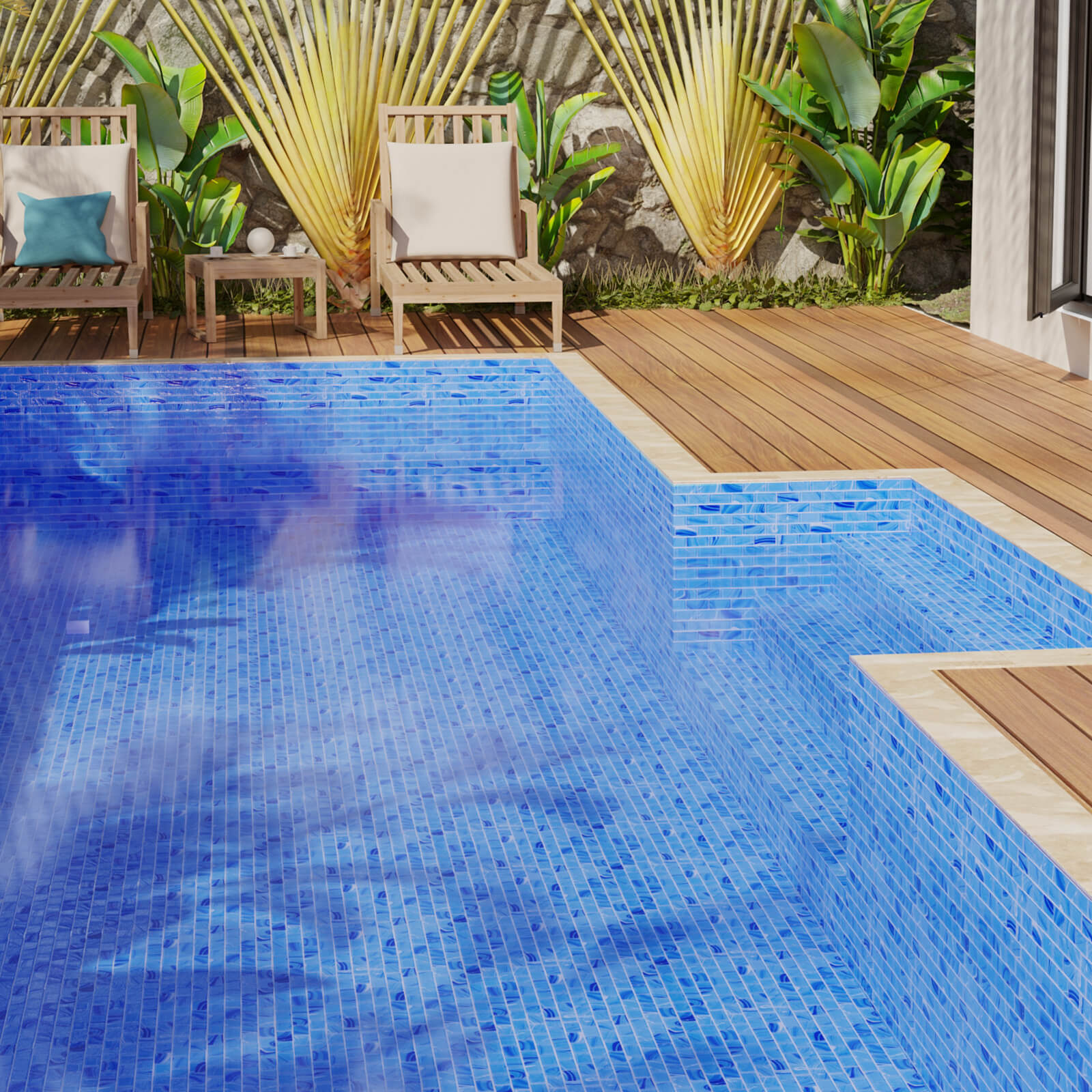 Glass Mosaic Tiles, Swimming Pool Tiles, Backsplash for Kitchen Bathroom Shower, Subway, Windows Blue, 12 x 12 Inches